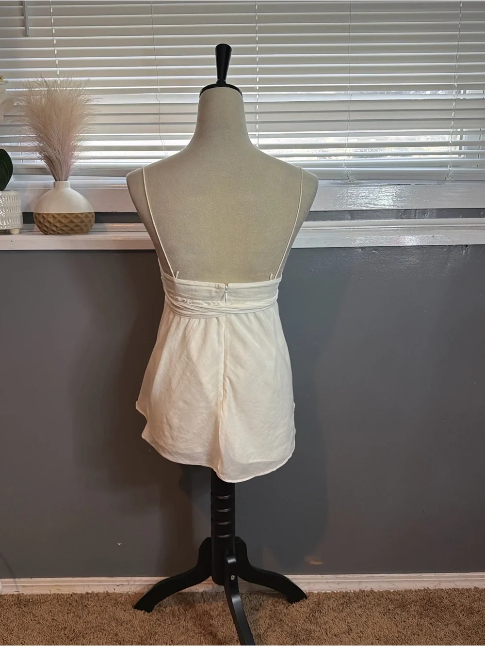 J. Crew Cream Spaghetti-Strap Tie-Front Camisole